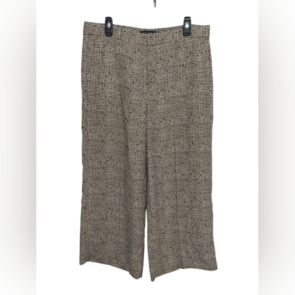 Banana Republic Cropped Wide-Leg Tweed Pants in Black and Cream